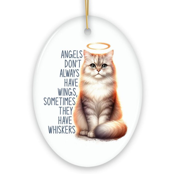 WBM Wingless Angels with Whiskers Quote Ornament Pet Cat Christmas Memorial Gift