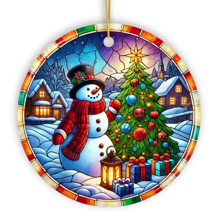 WBM Winter Festivity Top Hat Snowman Ornament Radiant Tree with Holiday Spirit Keepsake and Gift 1 Circle