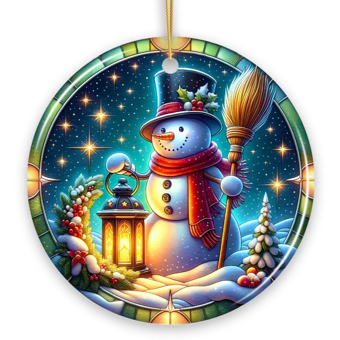 WBM Winter Wanderer Snowman Ornament Holiday Gift and Christmas Decor Circle