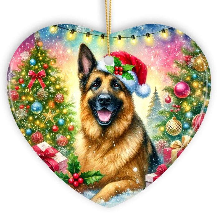 WBM Winter Wonderland German Shepherd Ornament Gift and Decor for Cozy Christmas 3 Heart