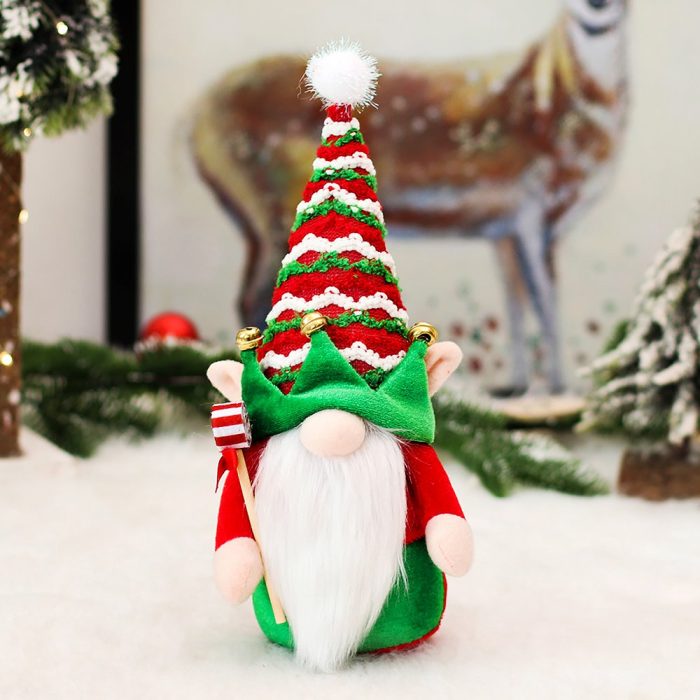 WhimsicalPeppermintJoyChristmasGnomeSetof2 FestiveJesterCrownXmasDuo5