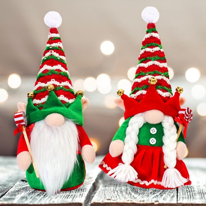WhimsicalPeppermintJoyChristmasGnomeSetof2 FestiveJesterCrownXmasDuoMockup4