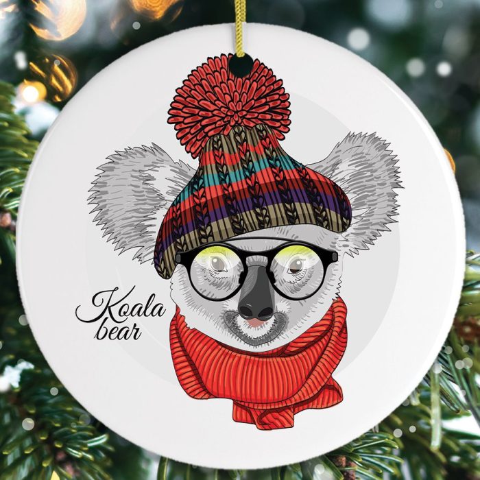 WinterKoalaChristmasOrnamentOutsideTreeOrnamentMockup