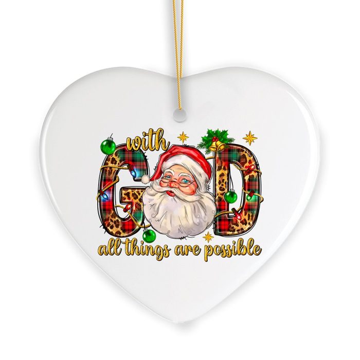 With God All Things are Possible Festive Christmas Ornament White Background