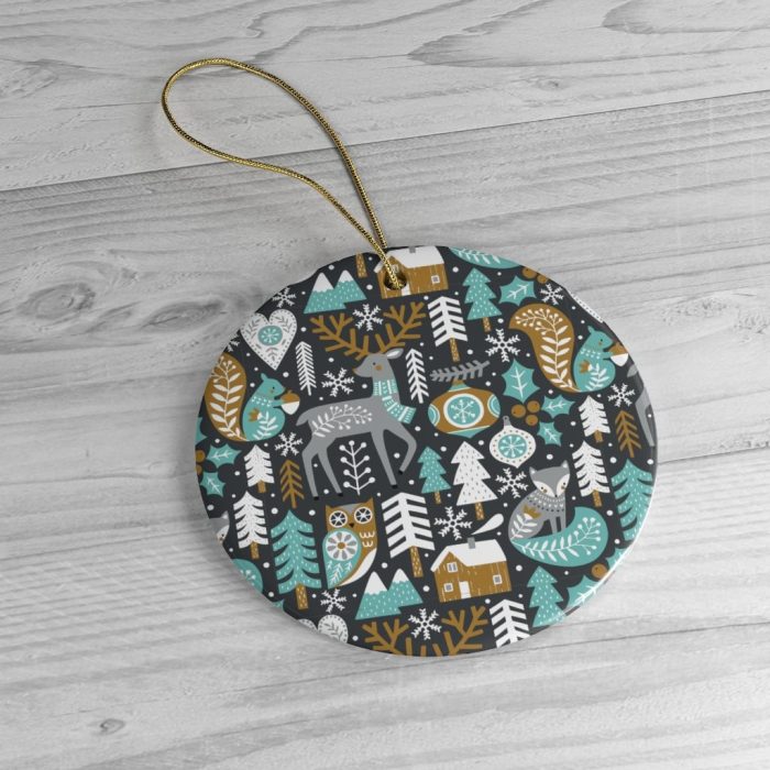 WoodlandAnimalScandinavianWinterPatternOrnamentcirclemockup