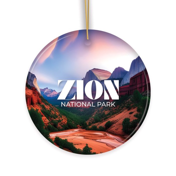 Zion National Park Retro Ornament Utah Tourist White Background