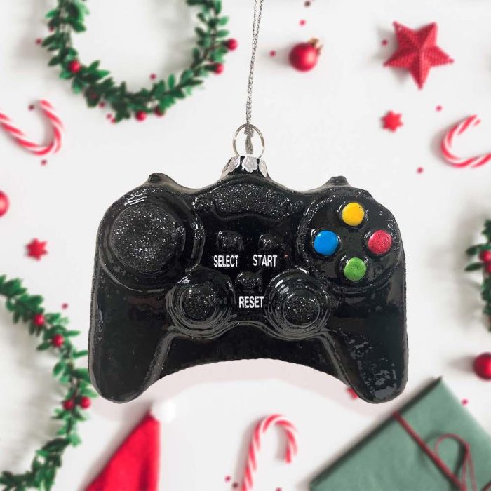 forproductGlassVideoGameControllerChristmasPropsOrnamentMockup