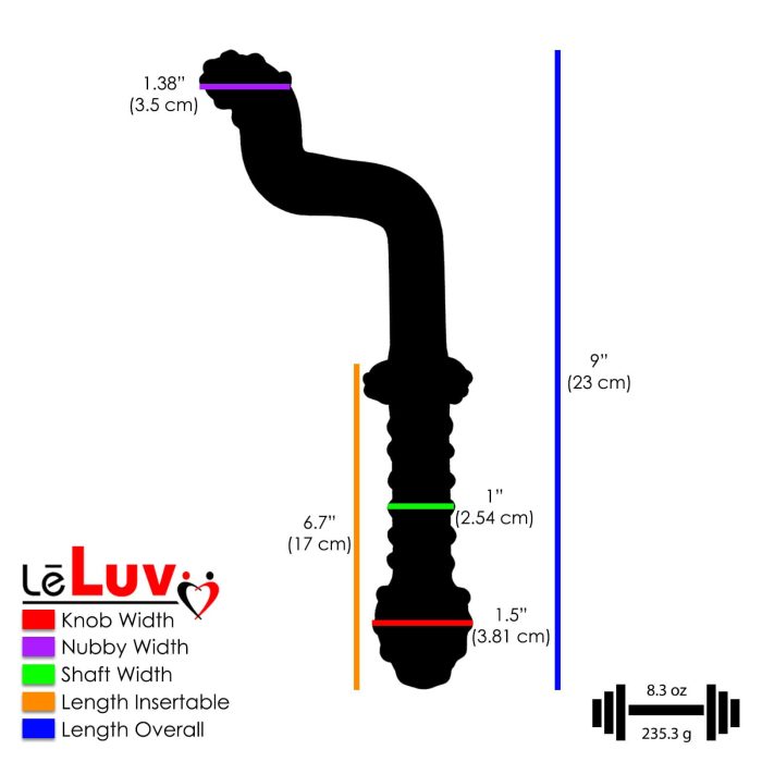 leluv beginner juicer slim nubby crank anal wand dildo plug glass dimensions