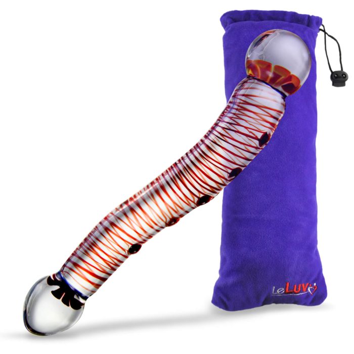leluv g spot curve glass pearls pyrex dong dildo double triple with bag