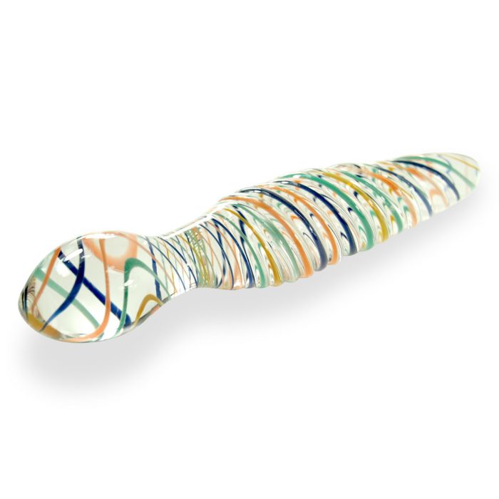 leluv glass dildo multicolor swirled ribs bulb head tip a90ee5df 46bf 469a 91e8 30302fdd6095