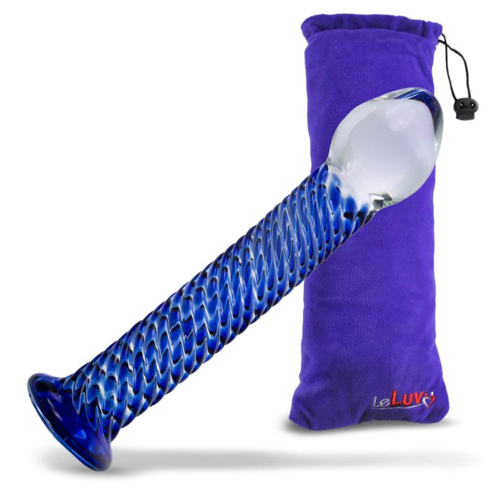 leluv ridged textures pyrex glass simple probe blue with bag a15592c0 8420 4925 83cf a5ac31d8e9f7
