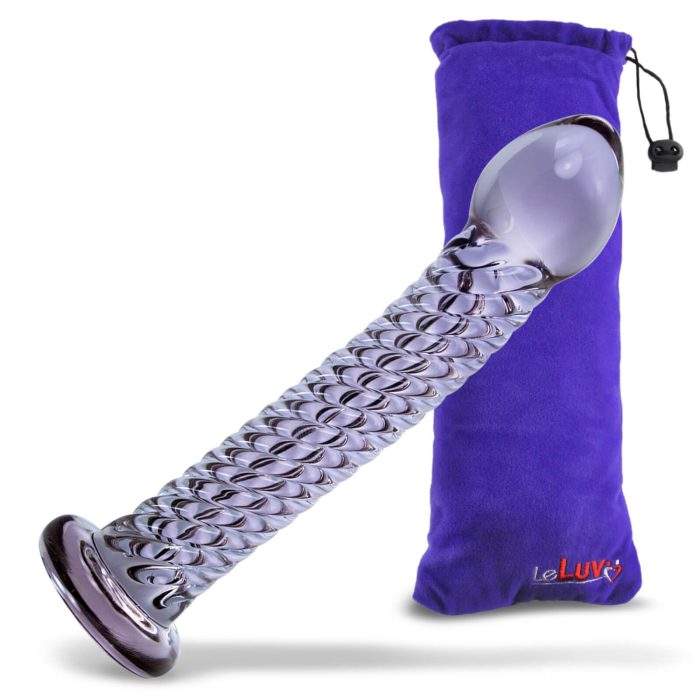 leluv ridged textures pyrex glass simple probe purple with bag