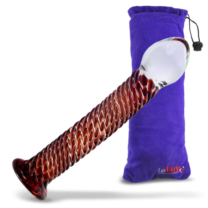 leluv ridged textures pyrex glass simple probe red with bag