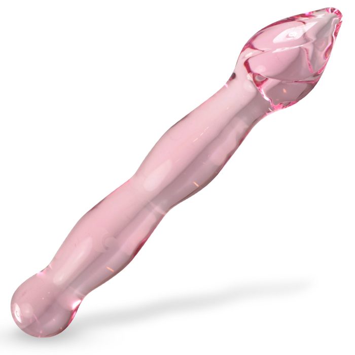 leluv swirled pointed tip wavy glass wand pink alone