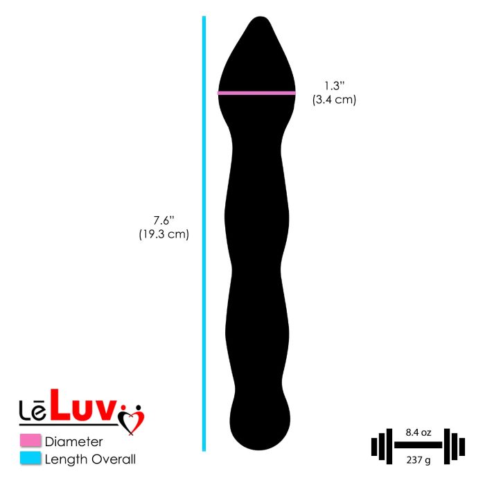 leluv swirled pointed tip wavy glass wand pink dimensions