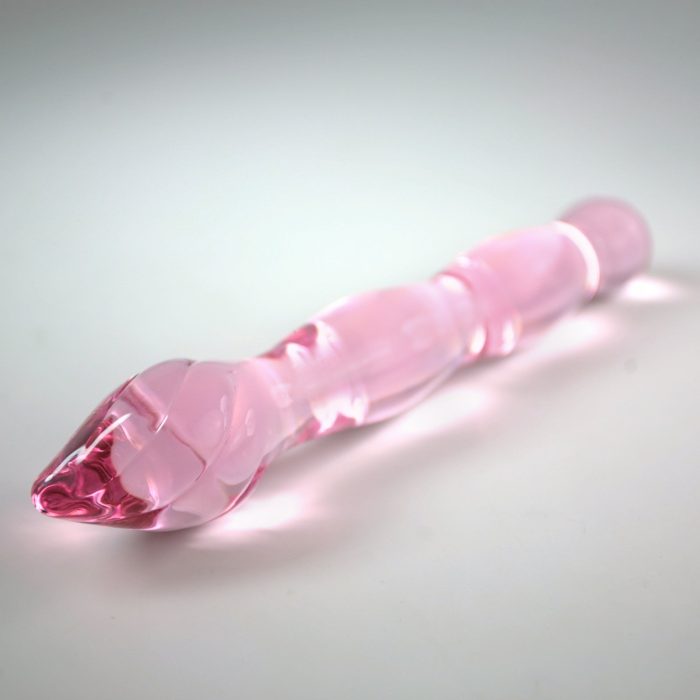 leluv swirled pointed tip wavy glass wand pink tip