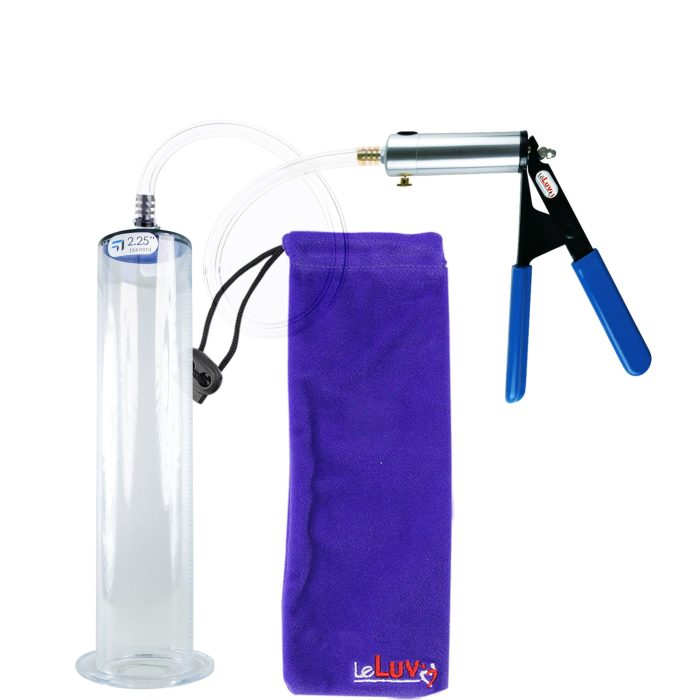 leluv ultima silver pump blue rubber grip clear hose penis pump 12 inch 225 wide