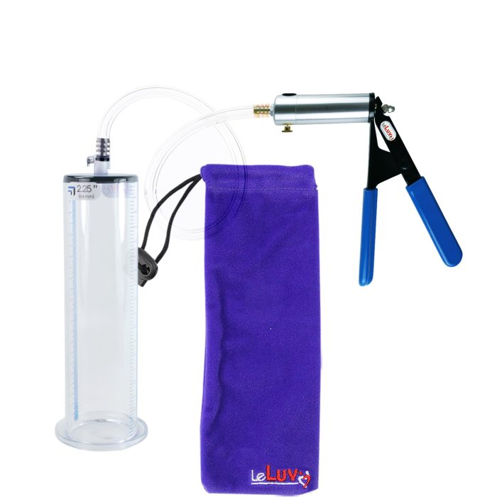 leluv ultima silver pump blue rubber grip clear hose penis pump 9 inch 225 wide