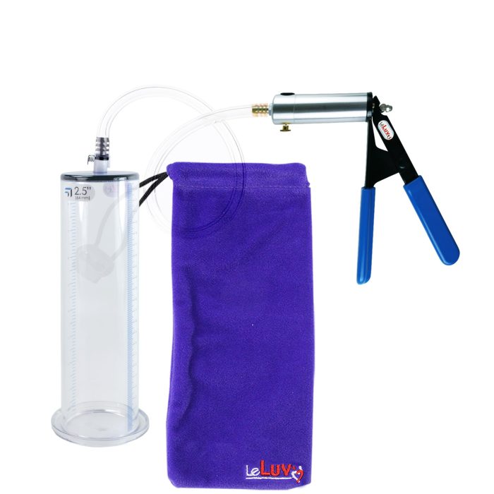 leluv ultima silver pump blue rubber grip clear hose penis pump 9 inch 250 wide