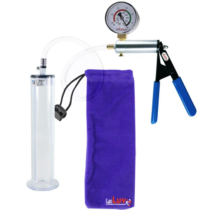 leluv ultima silver pump blue rubber grip clear hose penis pump 9 inch gauge 175 wide
