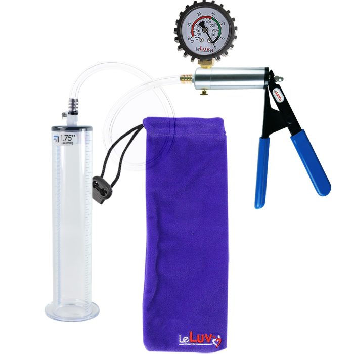 leluv ultima silver pump blue rubber grip clear hose penis pump 9 inch gauge cover 175 wide