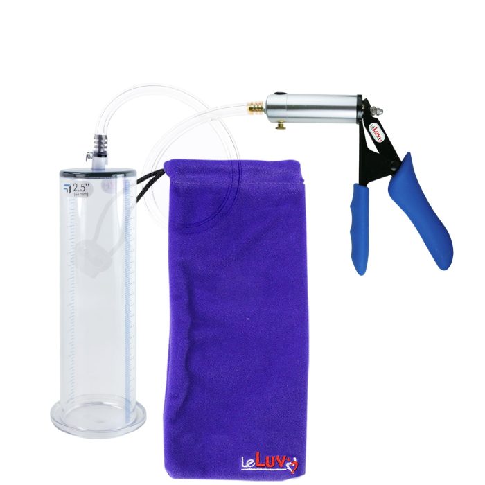 leluv ultima silver pump blue silicone grip clear hose penis pump 9 inch 250 wide