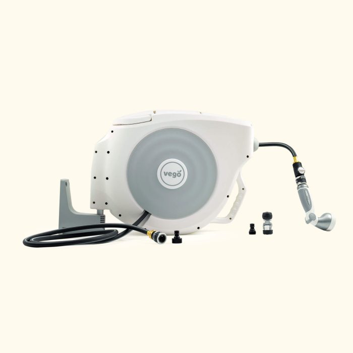 vego garden Retractable Hose Reel Set 130ft white 424a39c9 0409 4562 bc05 37334ddf1a08